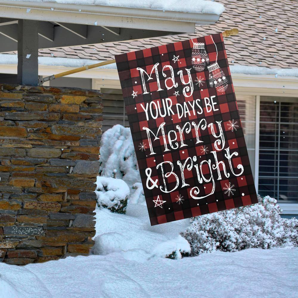 Northlight Red Buffalo Plaid Merry and Bright Christmas House Flag 28" x 40"
