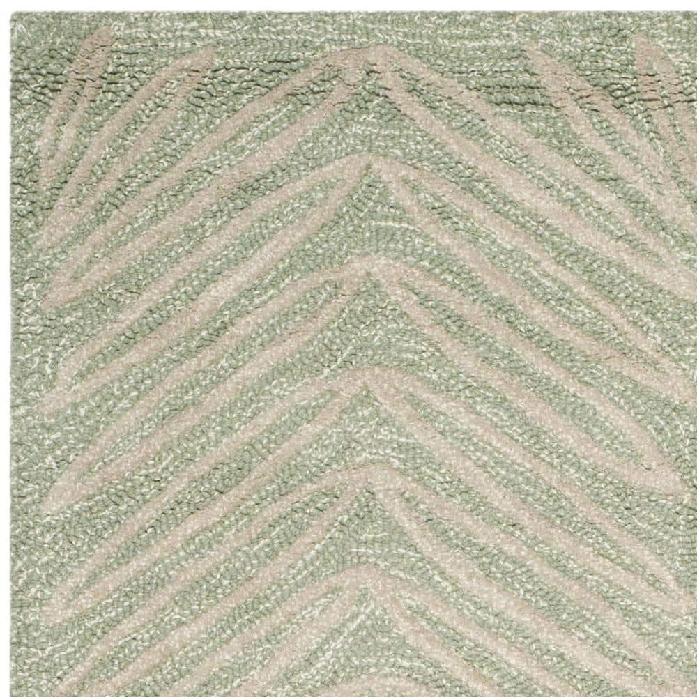 Martha Stewart Chevron Leaves - MSR3612 - Indoor Hand Tufted Area Rugs - Milk Pail Green - 4'x6'