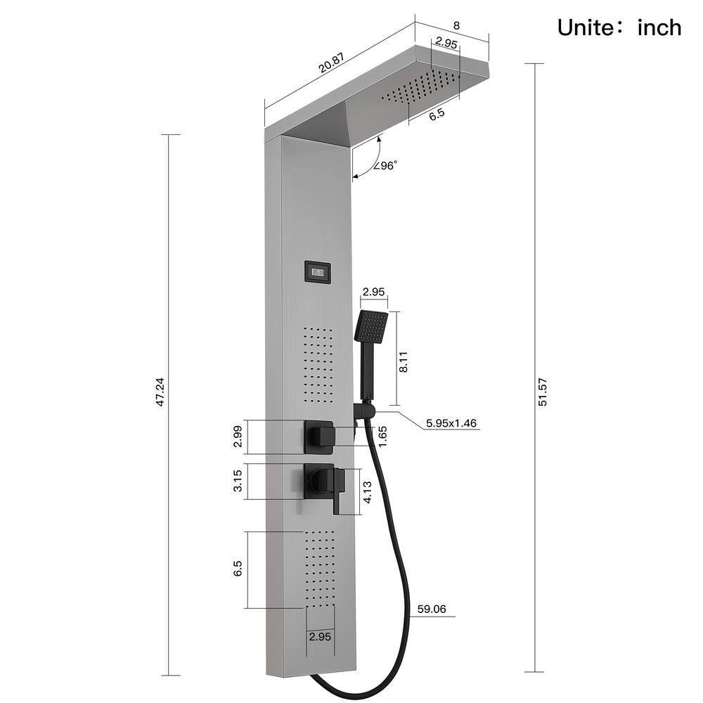 2-Jet Shower Panel System With Hand Shower