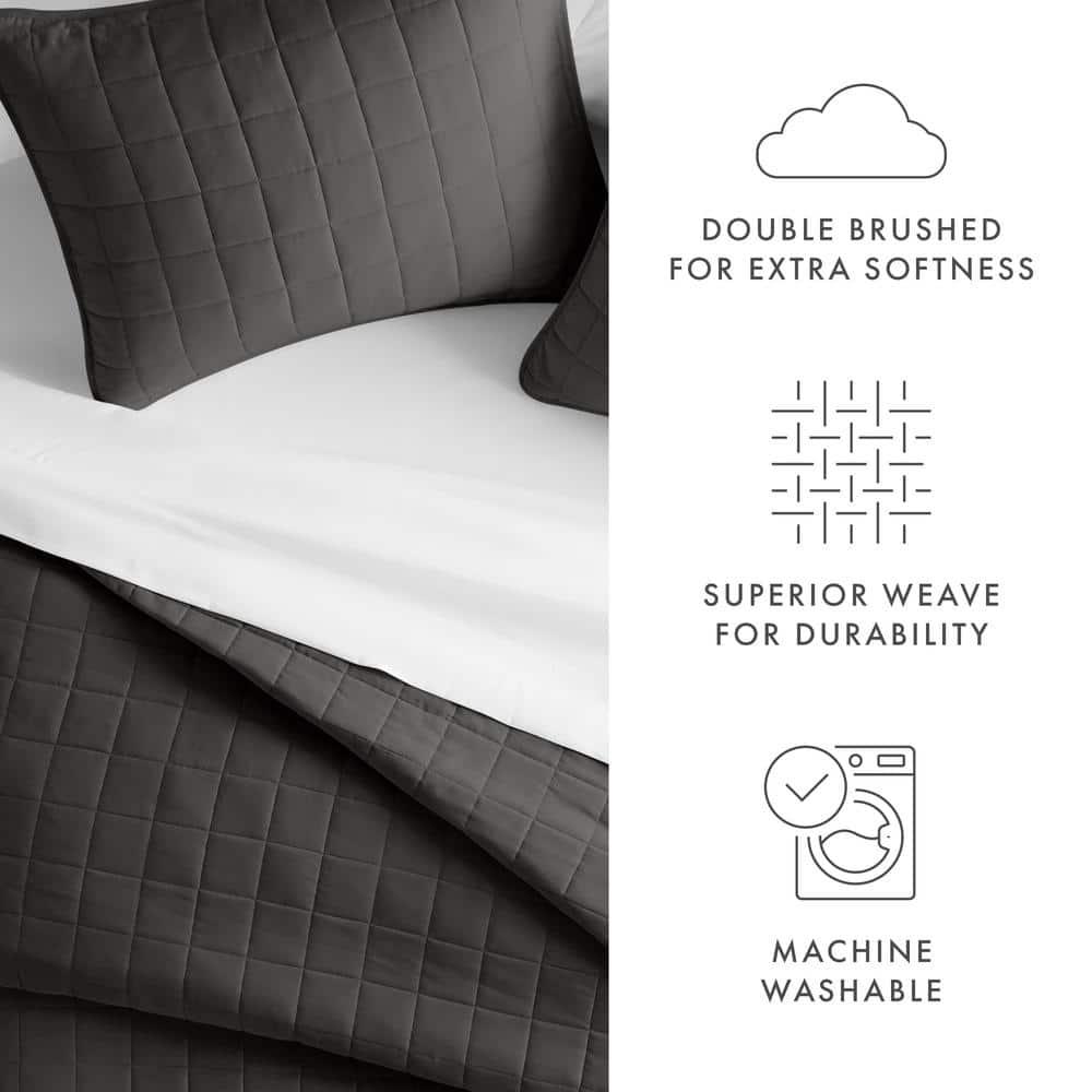Simply Soft™ Double Brushed Microfiber Square Pattern Quilted Coverlet Set