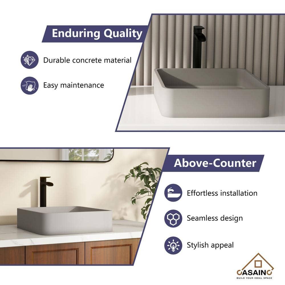 CASAINC CASAINC Maple 15.35'' Concrete Square Bathroom Sink CA-VS1020-TC