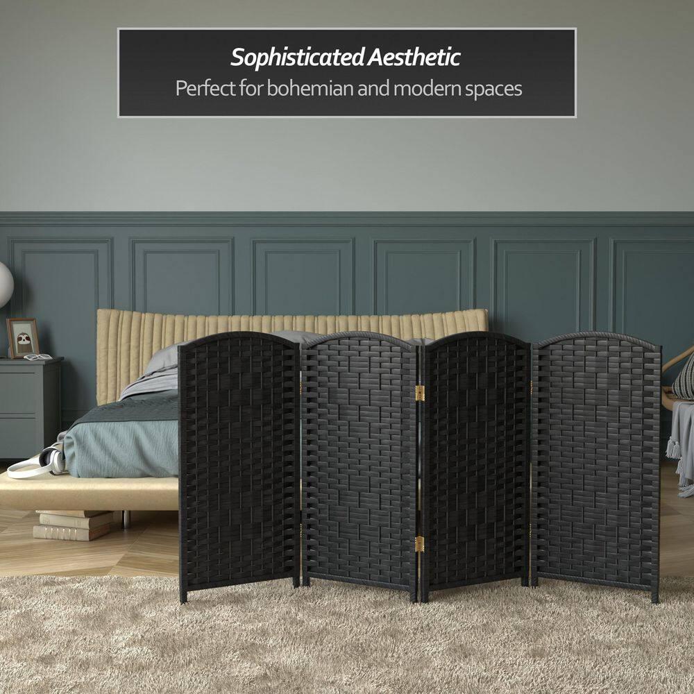 2 Ft. Tall Diamond Weave Fiber Room Divider - Dark Mocha - 8 Panel