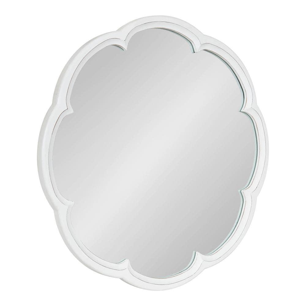 Kate and Laurel Maren Scalloped Wall Mirror, 26" Diameter, White