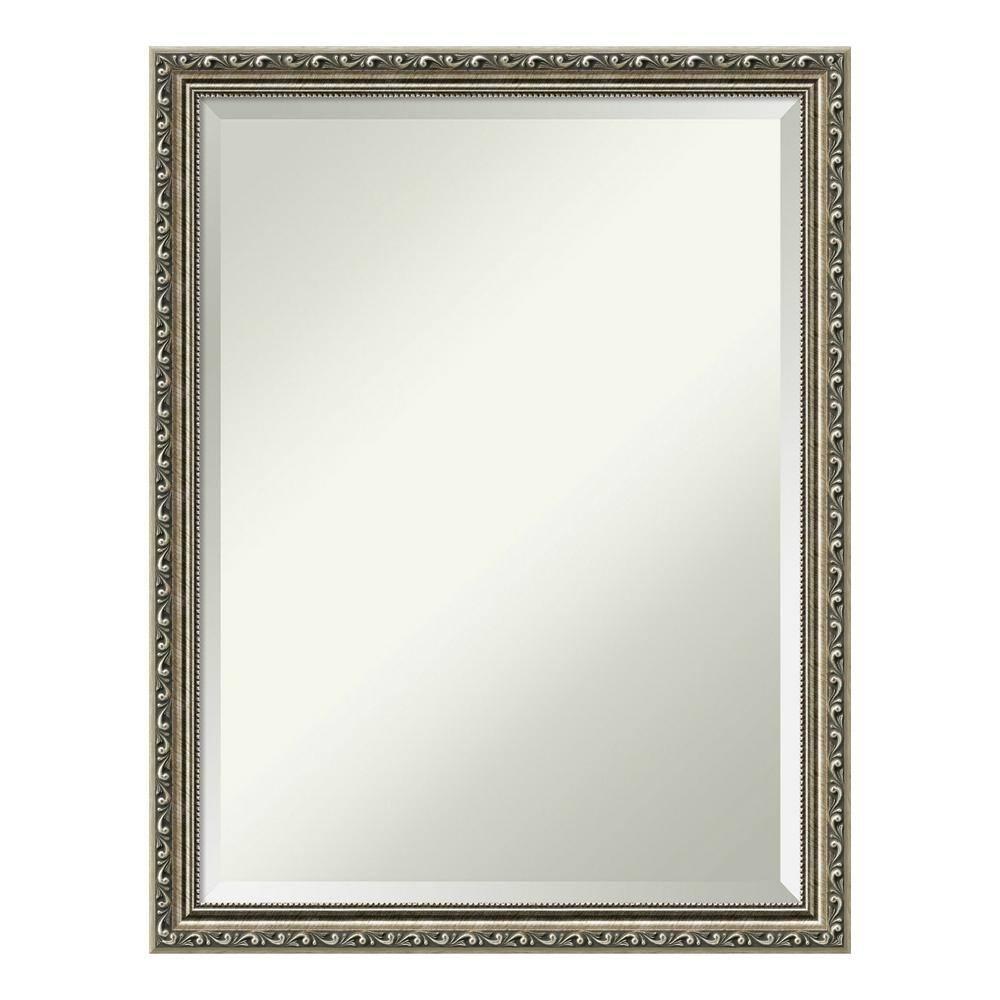 Amanti Art Beveled Wood Wall Mirror - Parisian Silver Frame Outer Size: 20 x 26 in