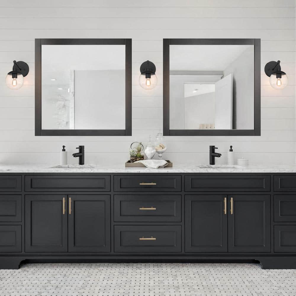 Shorewood Square Bathroom Mirror, 30" H x 30" L, Soft Matte Black, Solid Wood Framed, Decorative Vanity or Entryway Accent – Design House, 589655