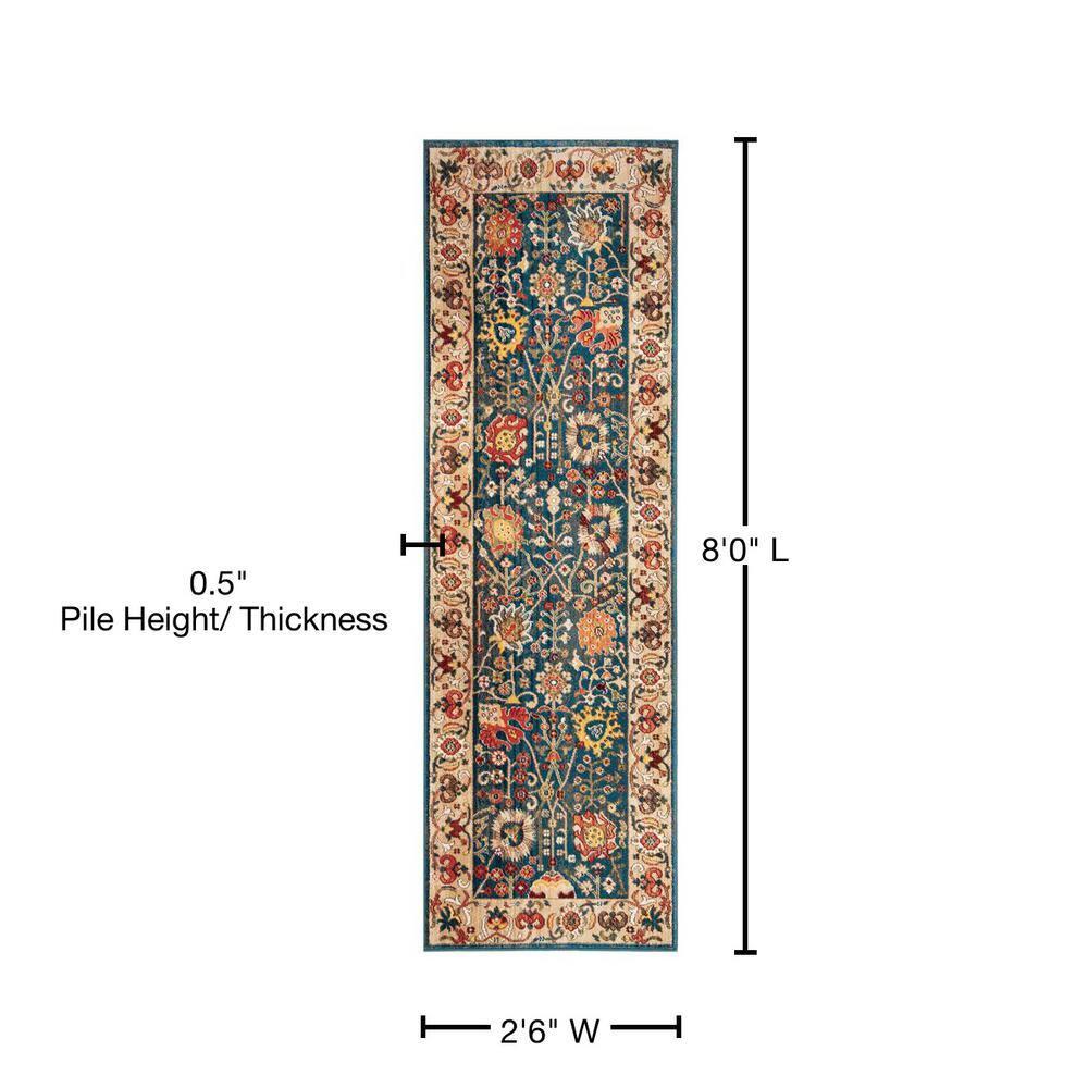 Kashan KSN303 Power Loomed Runner Rug - Blue/Tan - 2'6"x8' - Safavieh.