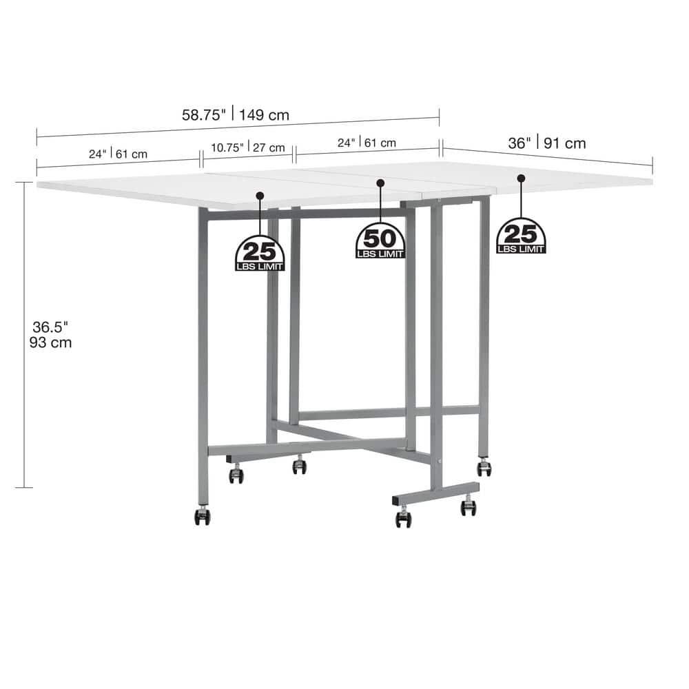 Sew Ready 58.75'' x 36.5'' Foldable Craft Table with Wheels