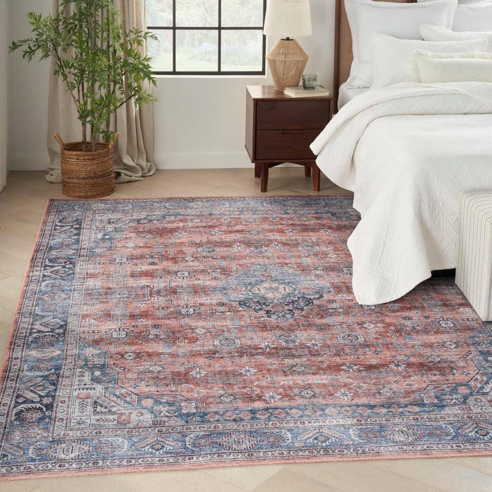 Nourison Washable Brilliance 7'10" x 9'10" Blue/Multi Vintage Indoor Rug