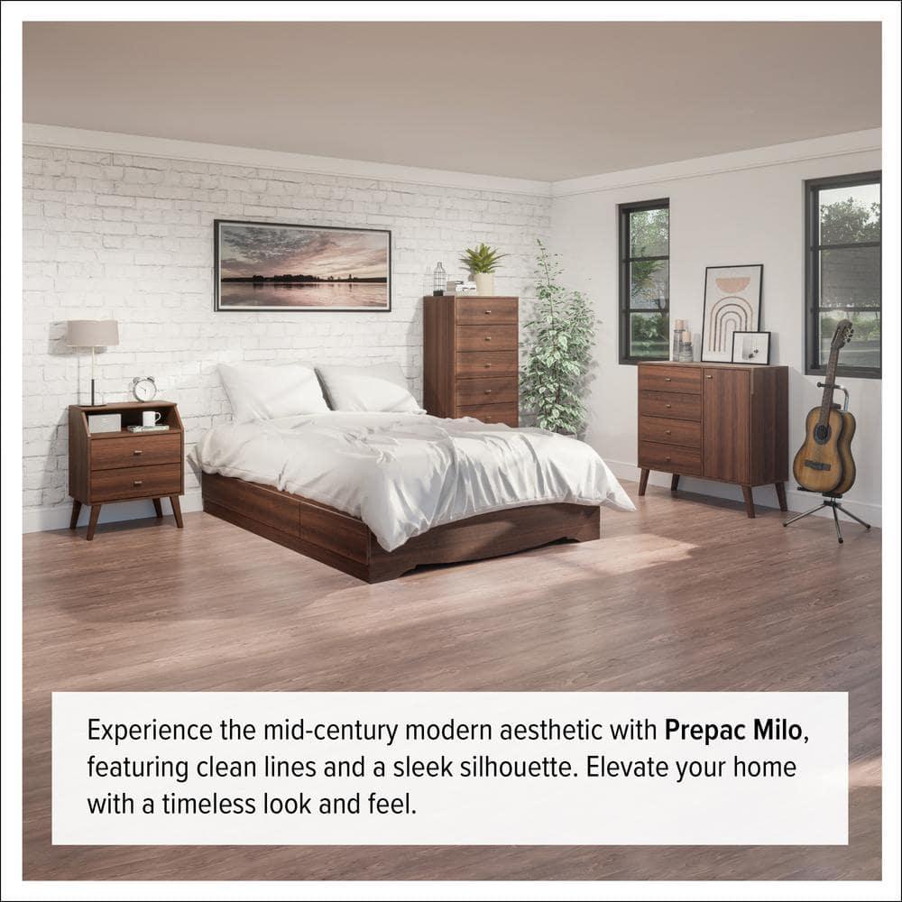 Milo Mid Century Modern 4 Drawer Chest Cherry - Prepac: Sleek Bedroom Storage Solution
