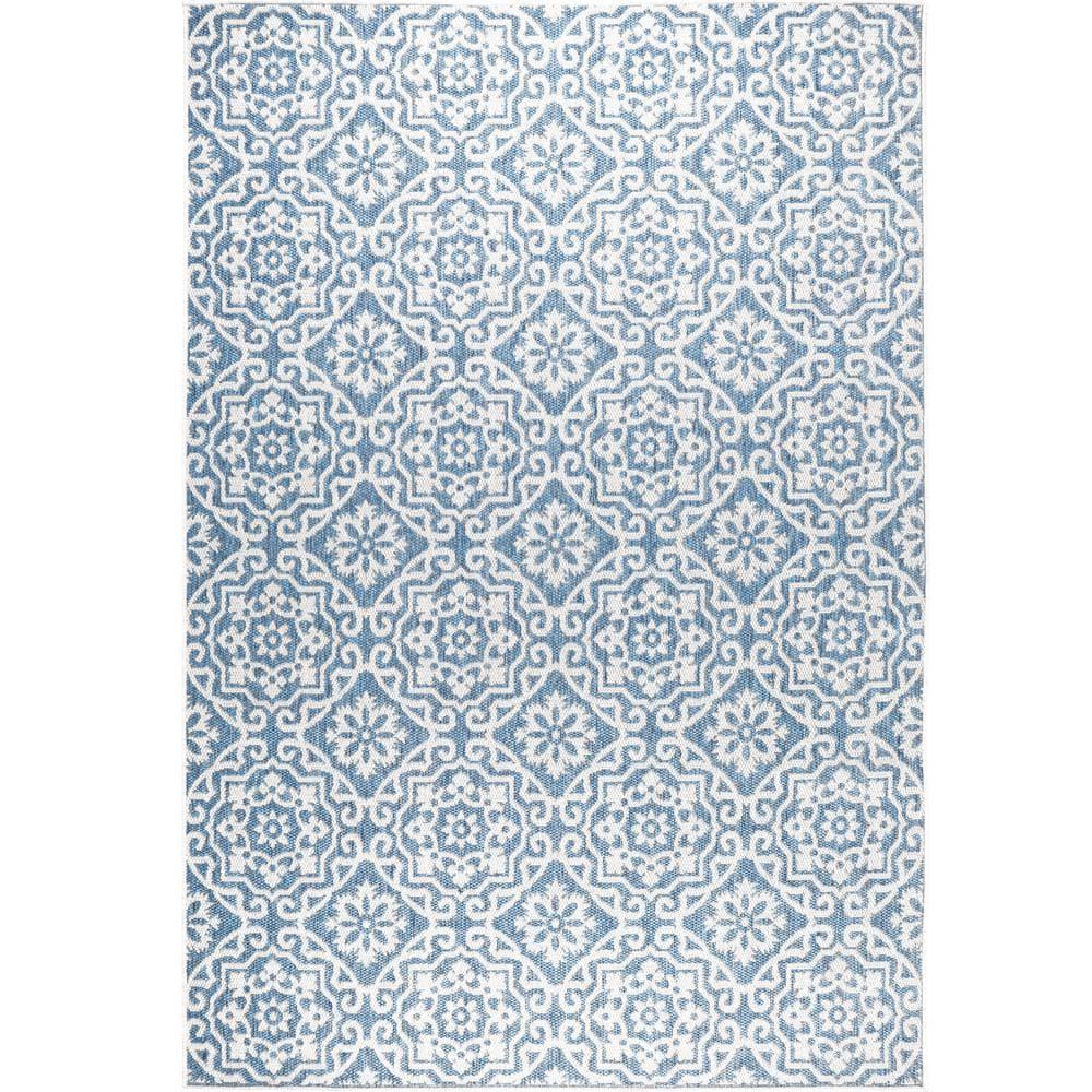 Nicole Miller New York Patio Country Danica Geometric Indoor/Outdoor Area Rug, Blue/Gray