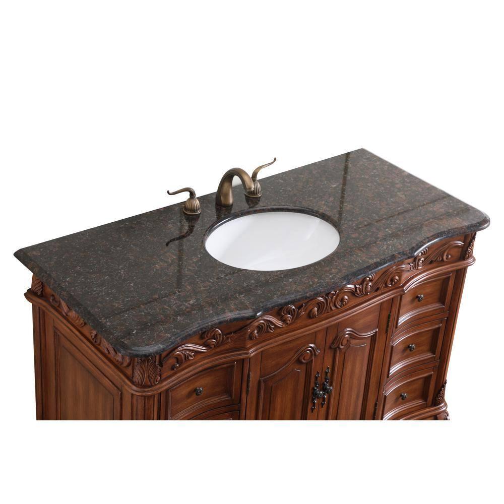 Elegant Decor Oakland 48" Single Marble Top Bathroom Vanity in Teak