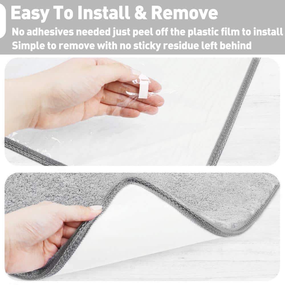 PURE ERA Bullnose Soft Plush Carpet Stair Treads Wooden Steps Rugs Self Adhesive Non-slip 9.5" x 30"x1.2" (Set of 7, Gray)