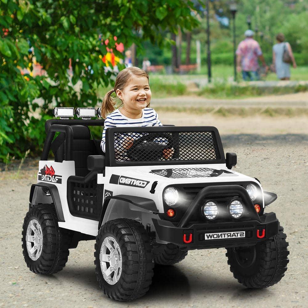 Costway 12V Kids Ride On Truck Remote Control Electric Car with Lights&Music White