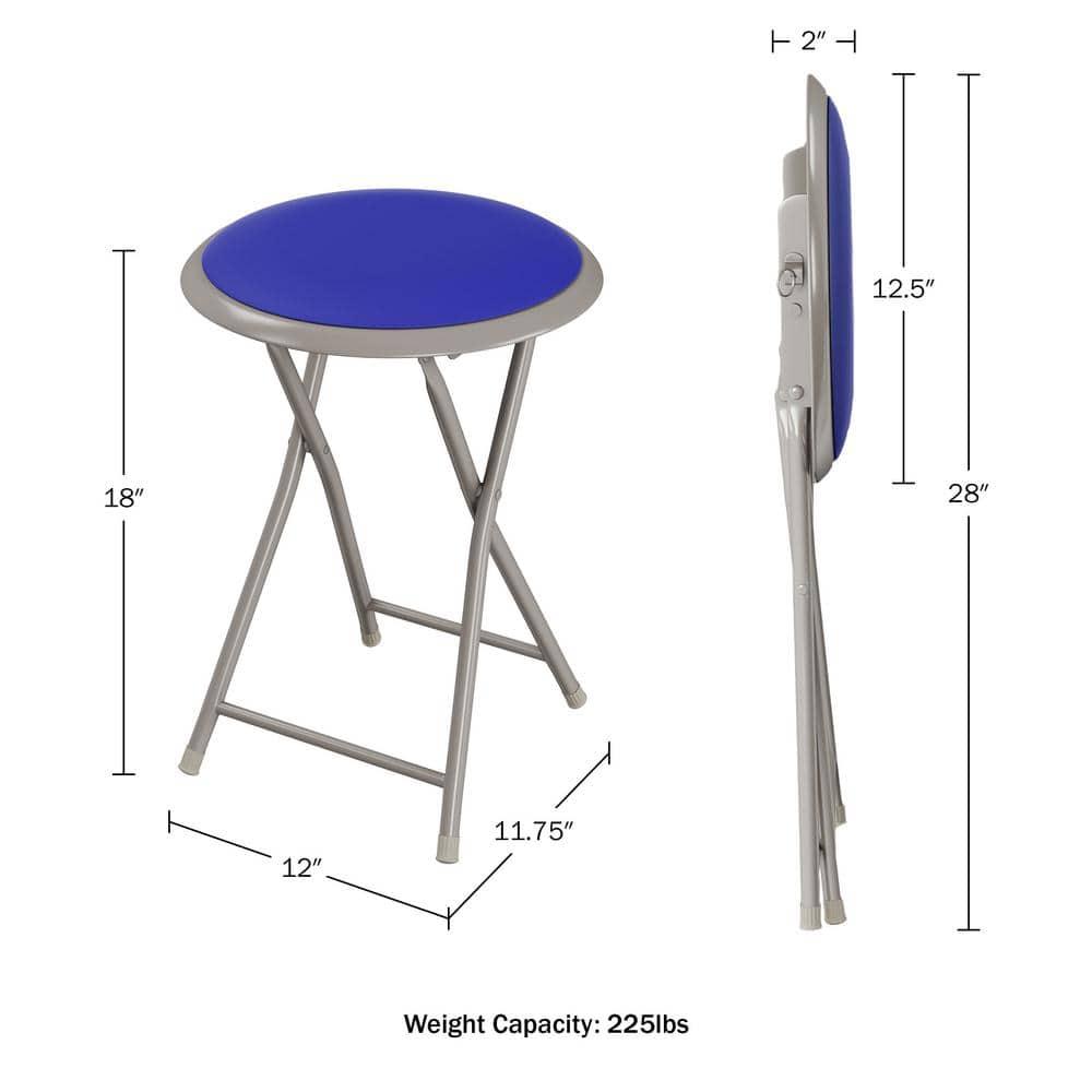 Lavish Home Backless 18-inch Folding Stool with 225lb Capacity (Blue)