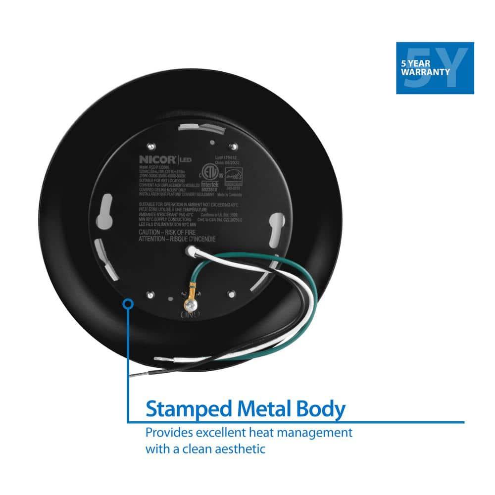 RSD 4-inch Selectable LED Round Surface Mount Downlight - Black Finish
