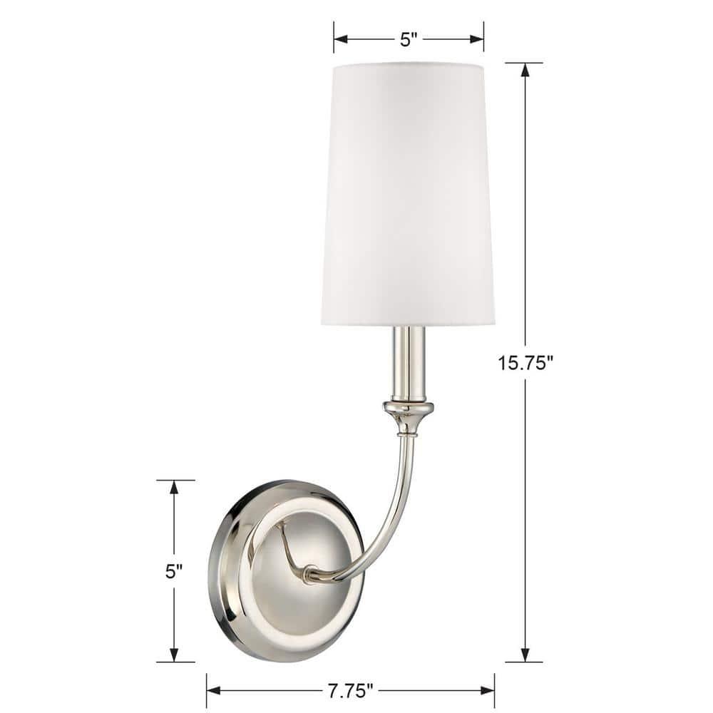 Sylvan Polished Nickel Dimmable Sconce with White Silk Shade