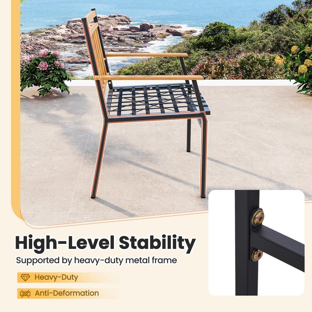 Gracie Oaks 3 Pieces Acacia Wood Bistro Set Patio Conversation Set With Cushions And Coffee Table Outdoor Bistro Table And Chairs Set