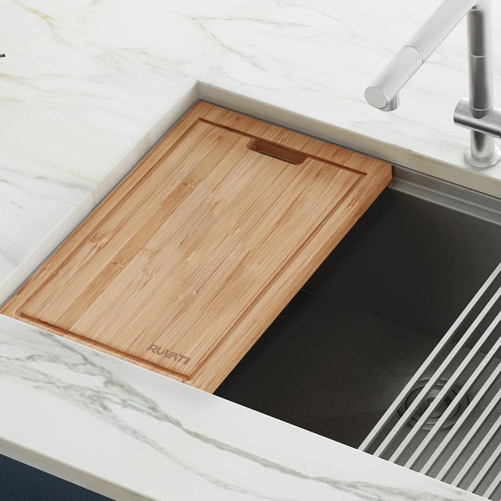 Ruvati Ruvati 17 x 11 inch LedgeFit Bamboo Replacement Cutting Board for Ruvati Workstation Sinks
