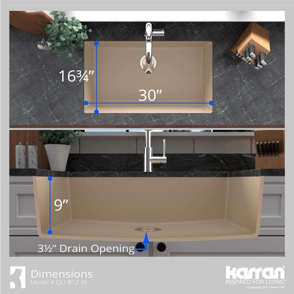 Karran Quartz 32-1/4'' X 19-1/4'' Large Single Bowl Undermount Kitchen Sink