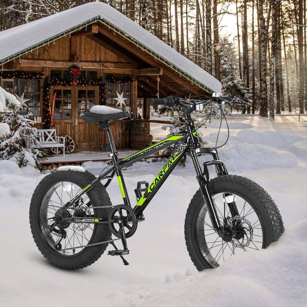 Mountain Bike 20 inch Wheels Fat Tire Bike,4" Wide Fat Tire Snow Mountain Bike ,7 Speed Teenager Children Kids' Bicycles