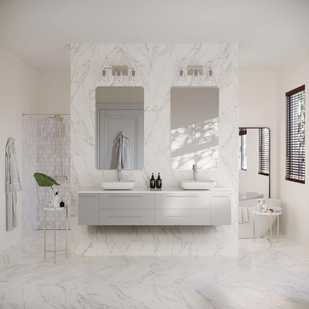 Lucera 72" Wall Mount Modern Bathroom Vanity with Top & Double Vessel Sinks - Faucets Not Included