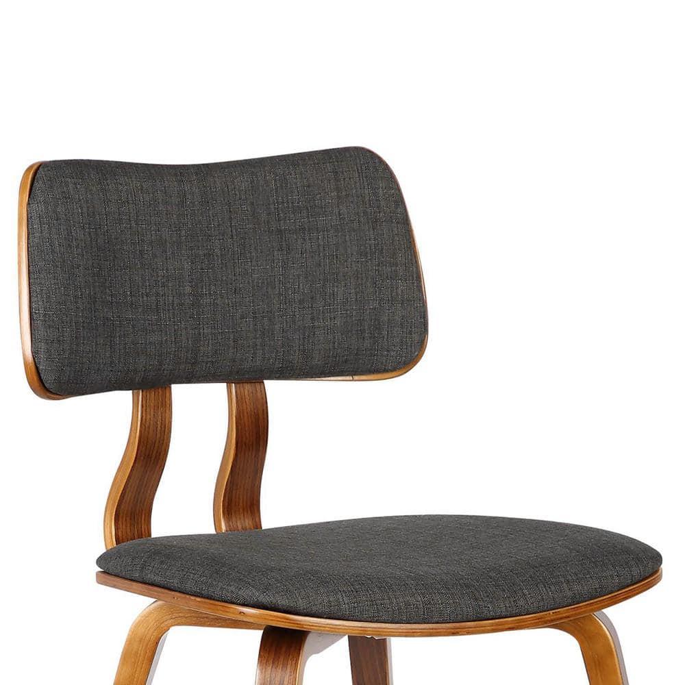 Jaguar Mid-Century Modern Kitchen Dining Table Accent Chair in Walnut Wood and Charcoal Fabric
