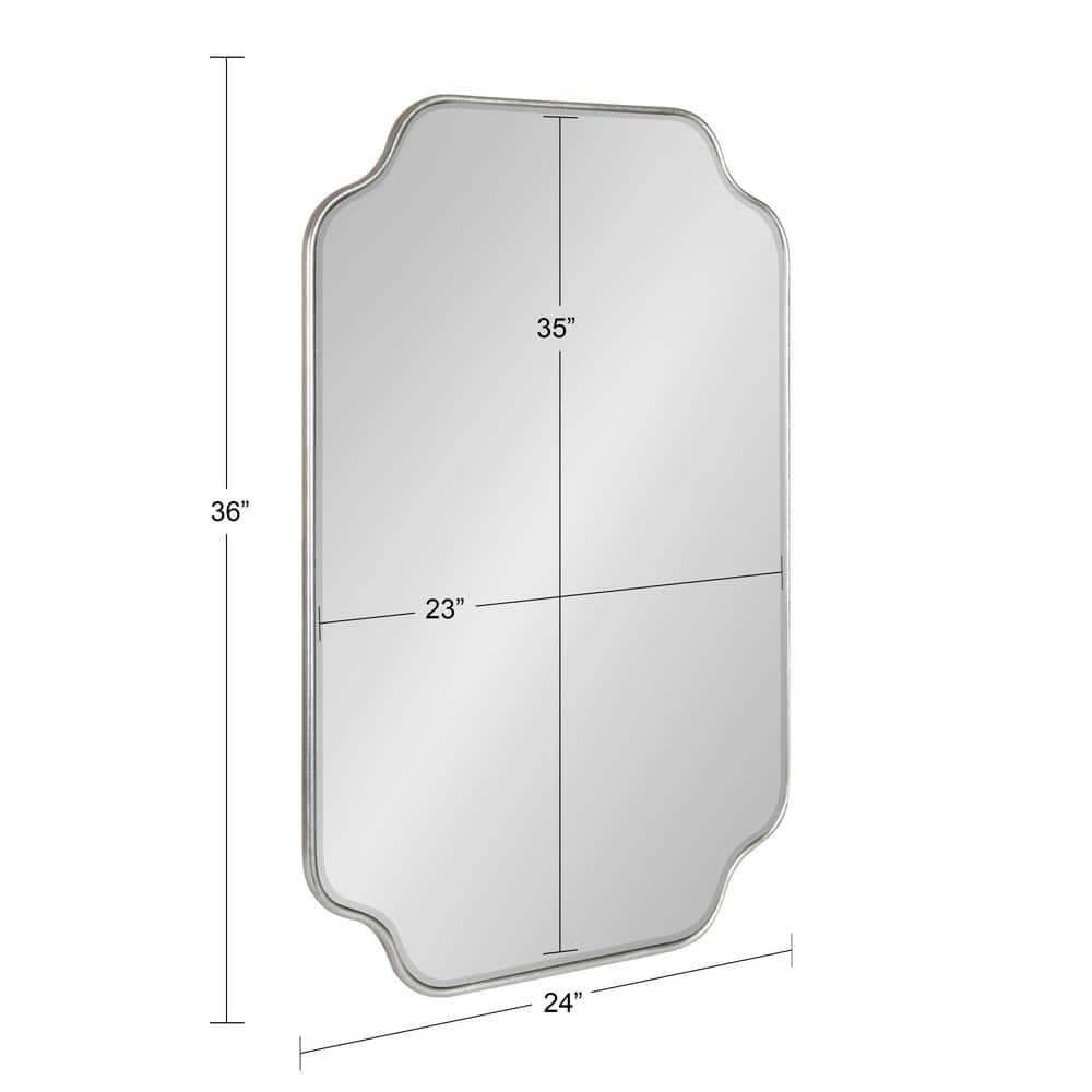 Kate and Laurel Plumley Glam Scalloped Wall Mirror, 24 x 36, Silver, Transitional Mirror Wall Decor