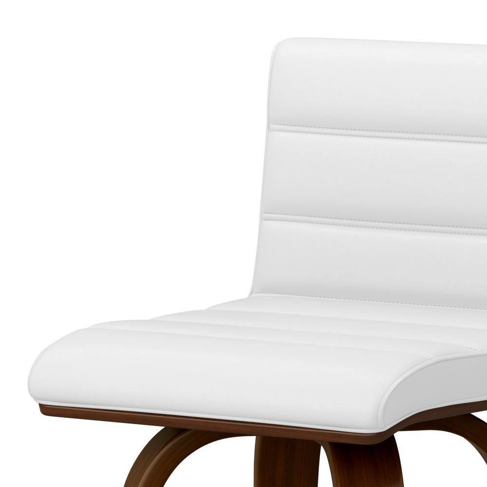 Simpli Home Roland Swivel Upholstered Mid-Century Modern Stool with Padded Seat and Back