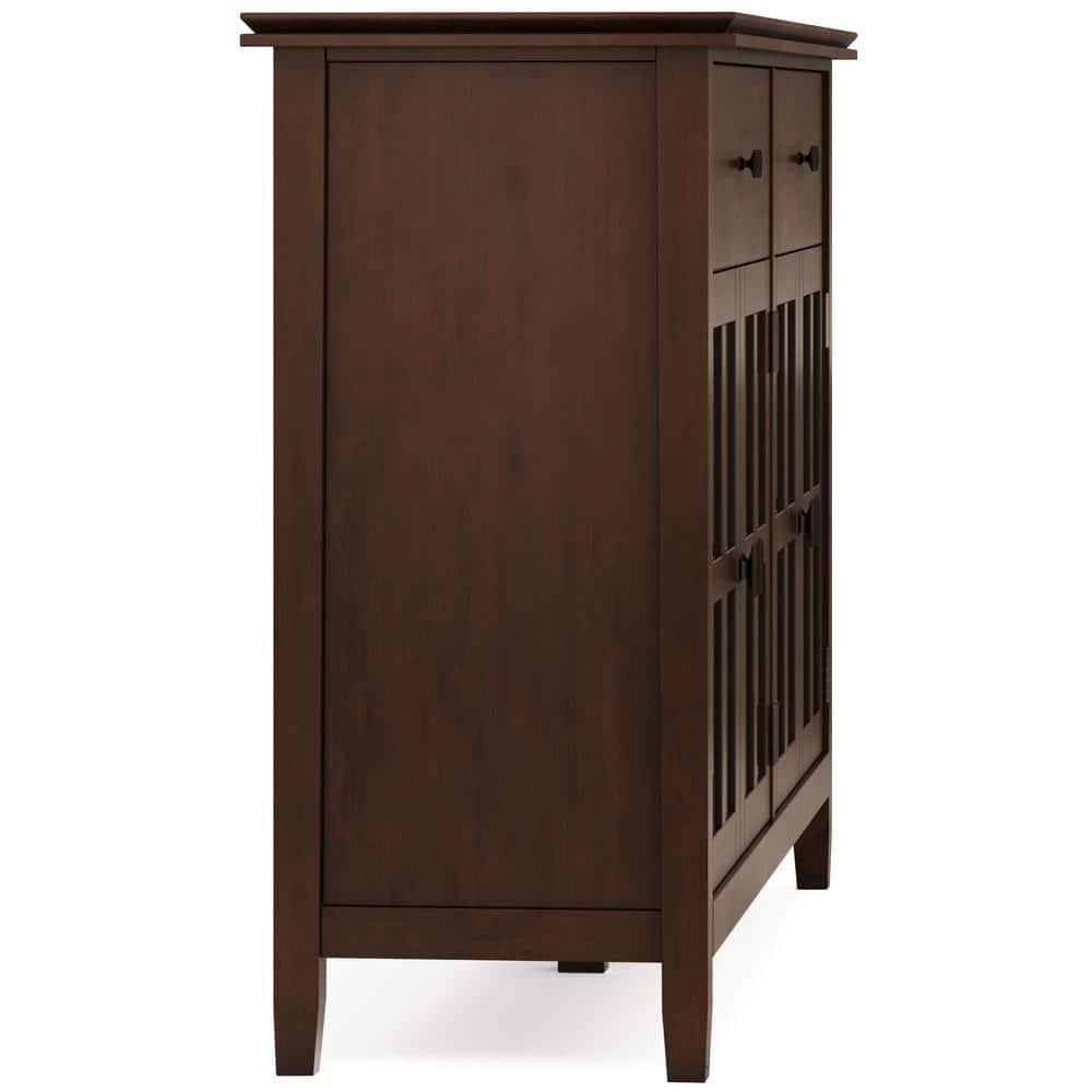 Simpli Home Artisan 60"W Solid Wood Sideboard Buffet with and Tempered Glass Doors and 3 Drawers
