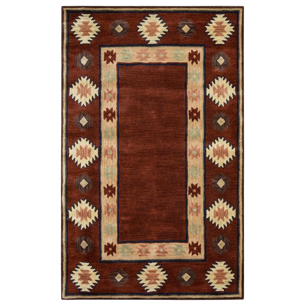 Alora Decor 6'6"x9'6" Ryder Southwest Border Rectangle Area Rug Burgundy