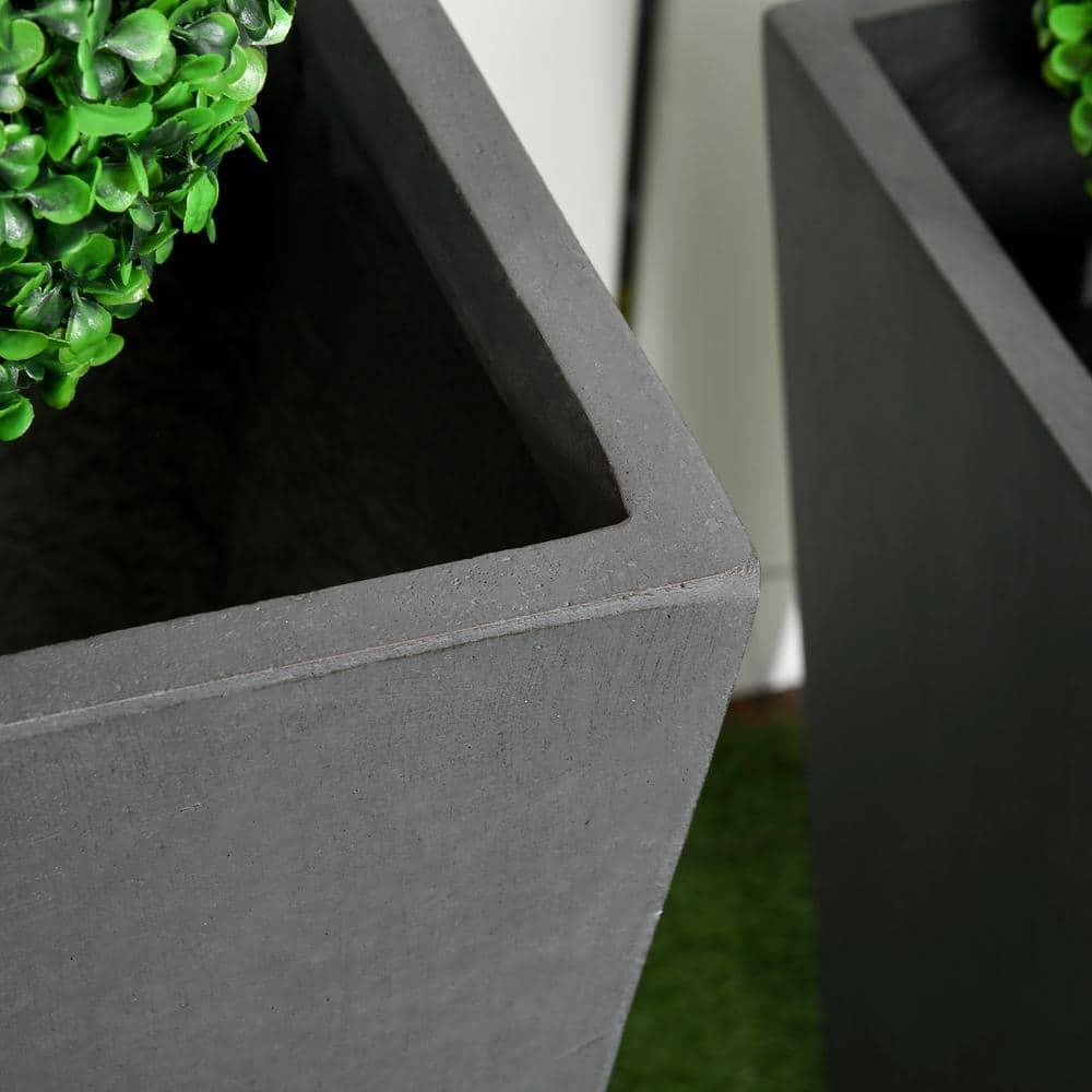 Outsunny 2-Pack MgO Flower Pots with Drainage Holes, Outdoor Planters, Durable & Stackable, for Entryway, Patio, Yard, Garden, Gray