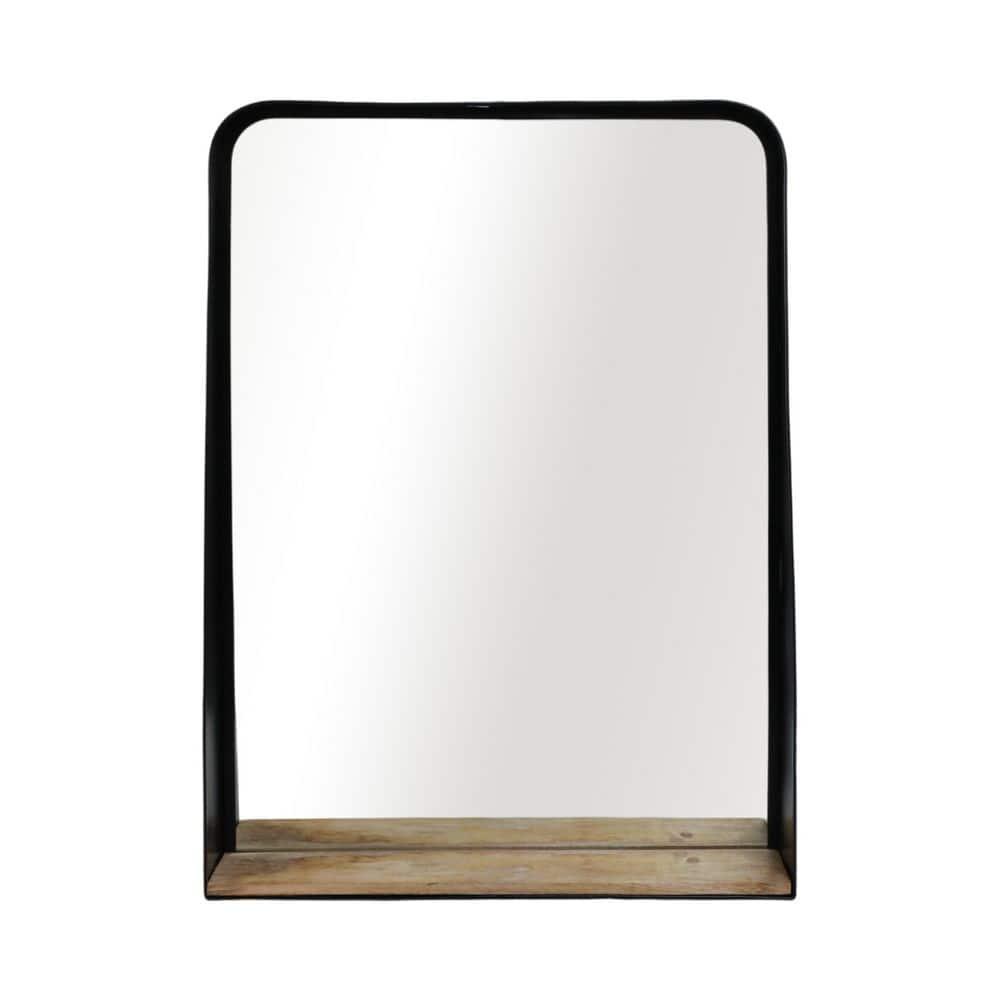 Sagebrook Home Metal, 22x30 Mirror with Shelf, Black/brown