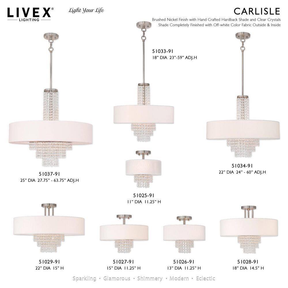 Livex Lighting Carlisle 3 - Light Semi-Flush Mount in  Brushed Nickel