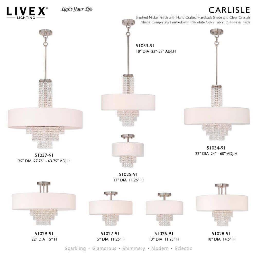 Livex Lighting Carlisle 3 - Light Semi-Flush Mount in  Brushed Nickel