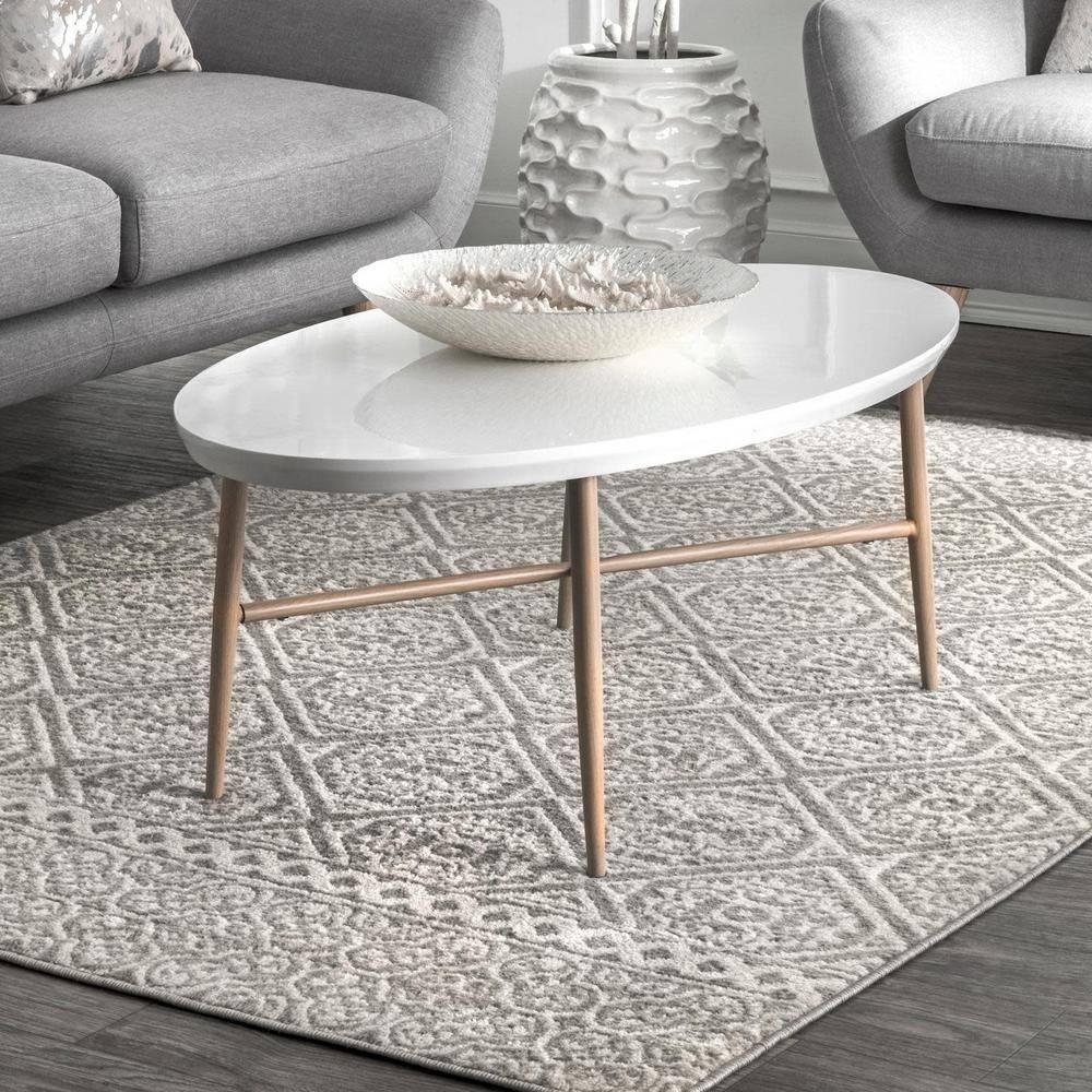 Nuloom Jeanette Geometric 2x3 Accent Indoor Area Rug for Living Room Bedroom Dining Room Entryway Kitchen, Grey/Ivory