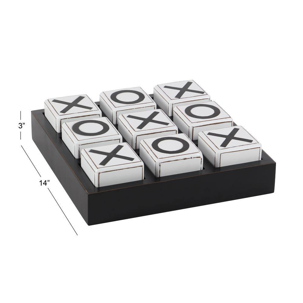 14" Contemporary Wooden Tic Tac Toe Sculpture Black - Olivia & May: MDF Tabletop Game Set