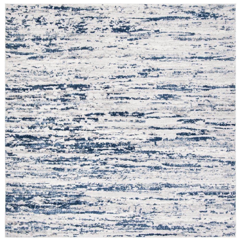 SAFAVIEH Amelia Lester Abstract Area Rug, Grey/Navy, 11' x 11' Square