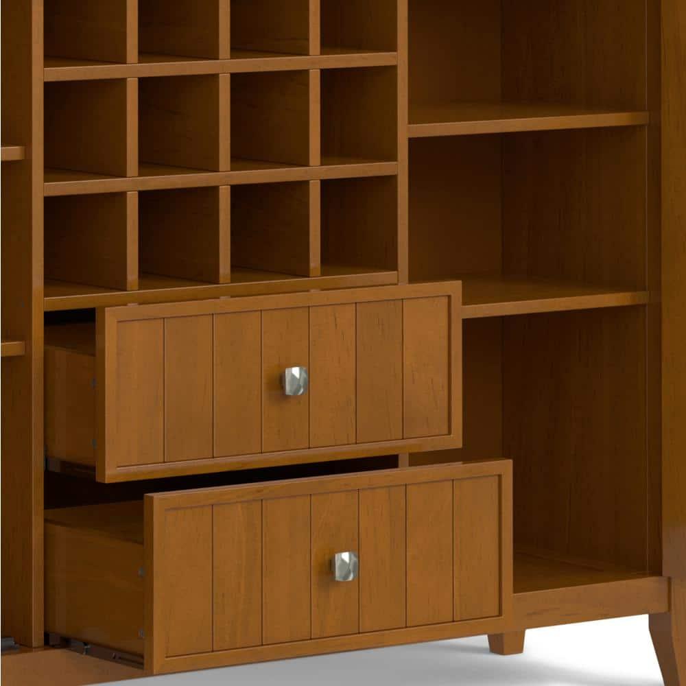 Simpli Home Bedford 54" Wide SOLID WOOD Sideboard Buffet and Wine Rack