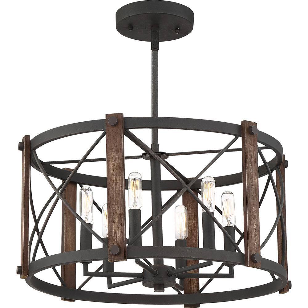 Quoizel Lighting Baron 6 - Light Semi-Flush Mount in  Marcado Black