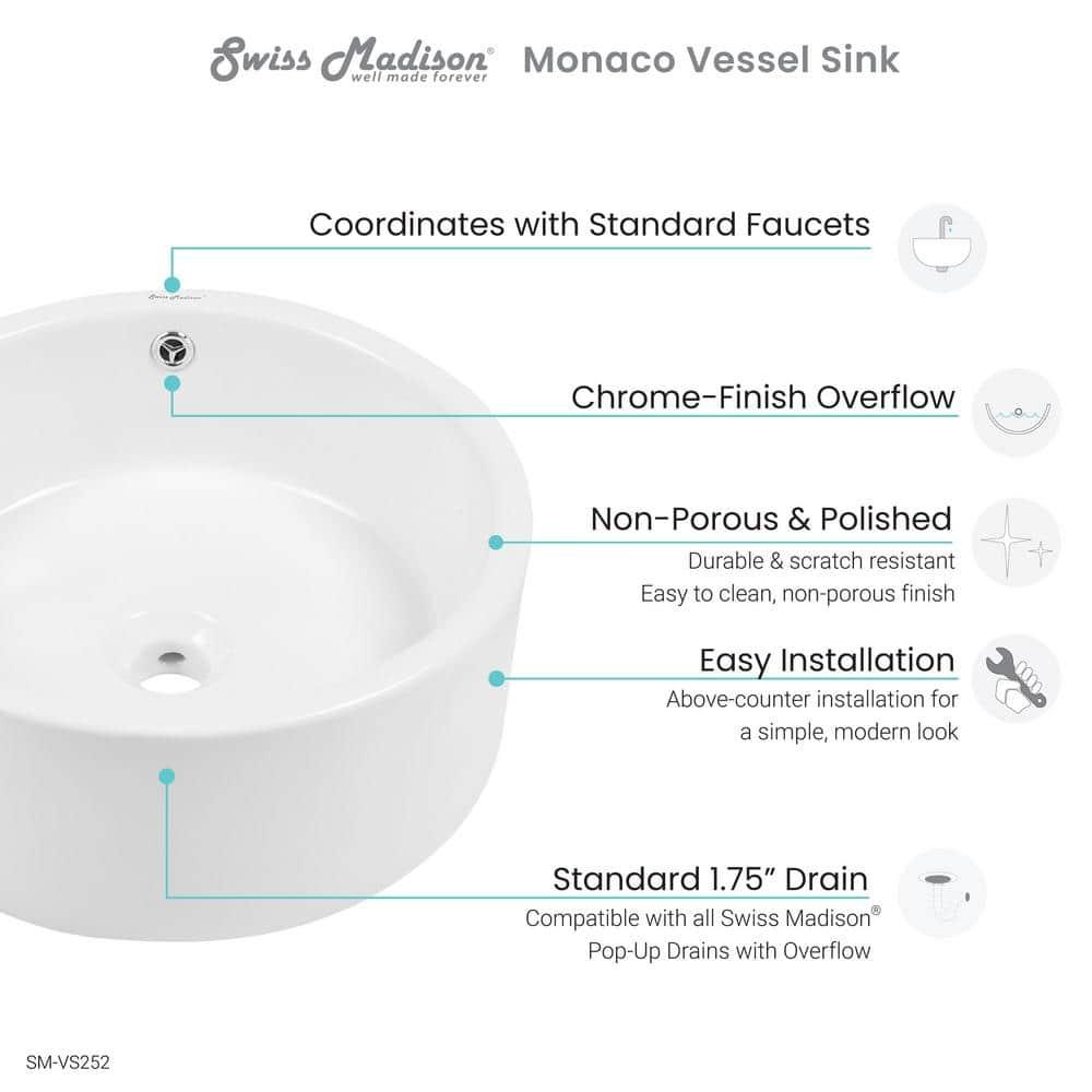 Monaco Round Ceramic Bathroom Vessel Sink