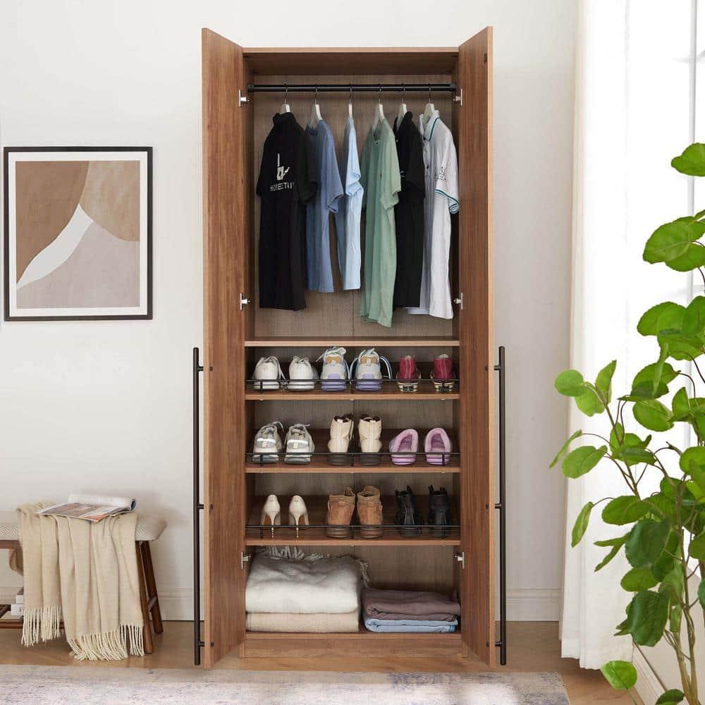Manhattan Comfort Lee 2 Door and 4 Shelf Wardrobe Closet: Wood Laminate, Metal Hardware, Modern Style