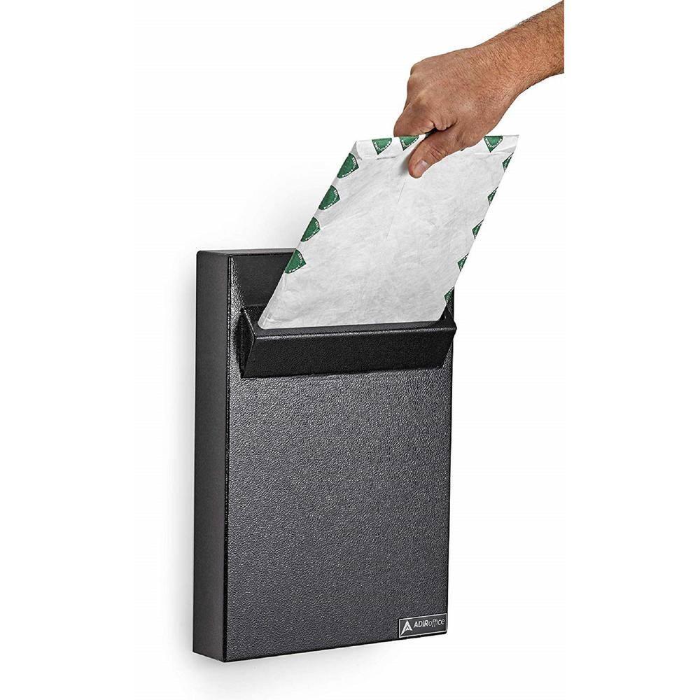 AdirOffice Metal Locking Mailbox with Post Outdoor, Mailboxes for Outside Wall Mount Large with Key Lock, Black