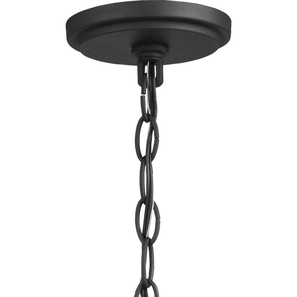 Black Glass Hanging Lantern with Water Glass Shade