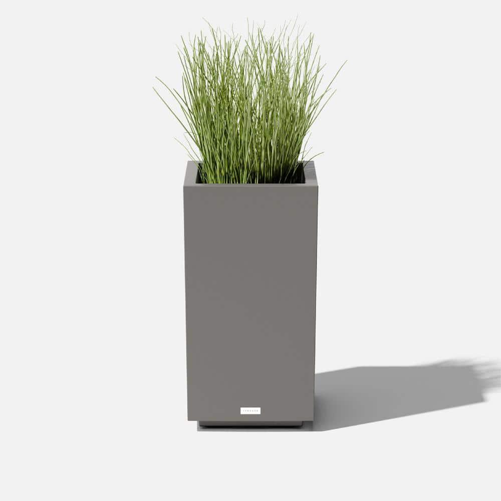 Veradek Block Series Pedestal Short 26" Plastic Planter - Gray