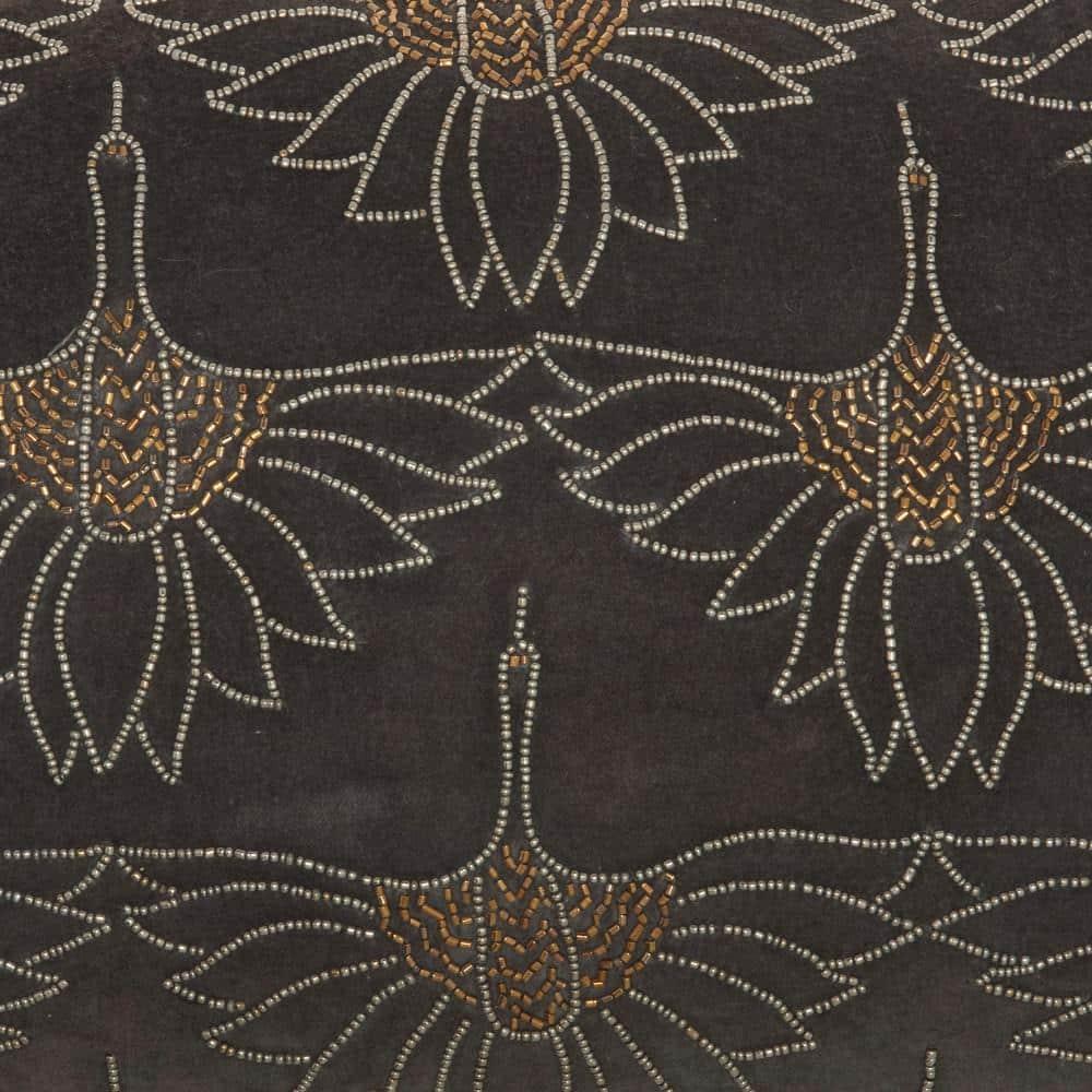 12"x20" Sofia Beaded Flowers Lumbar Throw Pillow Dark Gray - Mina Victory
