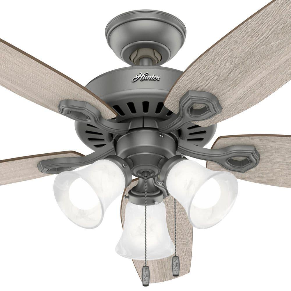 Builder Plus 52"5 - Blade Standard Ceiling Fan with Pull Chain and Light Kit Included