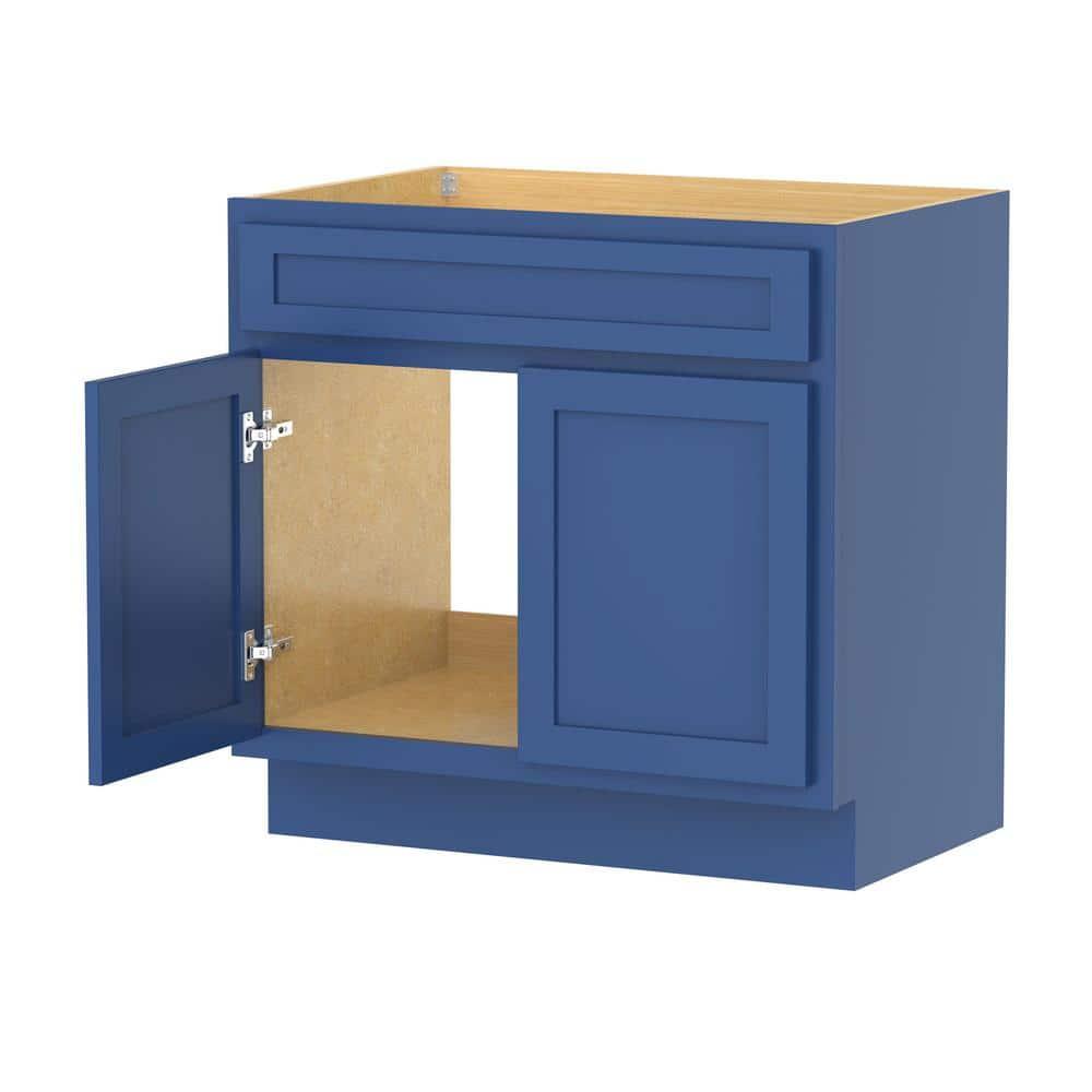 Vanity Art 39 Inch Double Shutter Door Bathroom Vanity Base Cabinet with Soft Closing Shaker Drawer, Strudy Floor Mount Storage Cabinet Organizer for Bedroom, Living Room, Kitchen, VA4039-BLUE