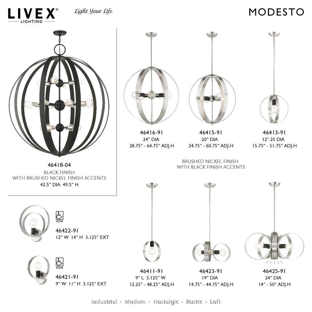 Livex Lighting Modesto 1 - Light Pendant in  Brushed Nickel