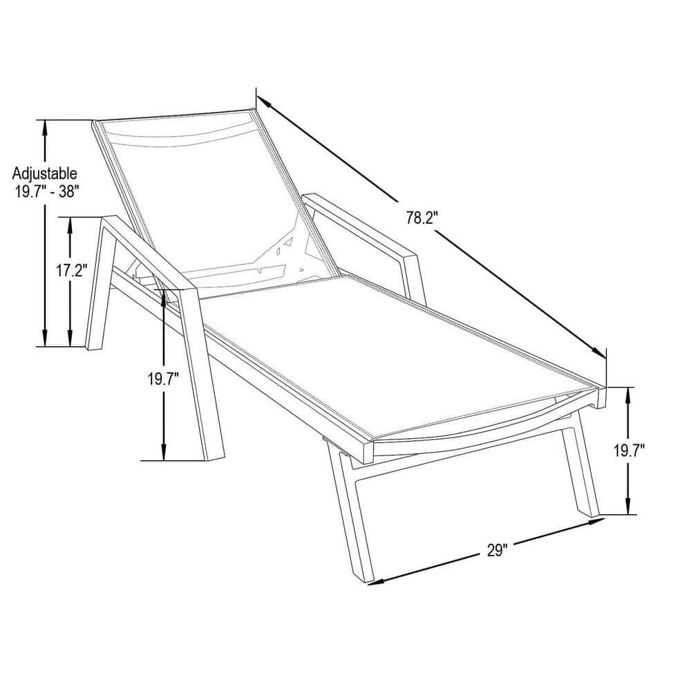 LeisureMod Outdoor Powder Coated Aluminum Chaise Lounge Set with Table (Set of 2)