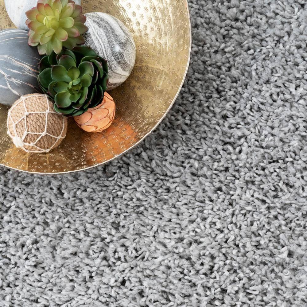 Nuloom Neva Solid 3x5 Accent Shag Indoor Area Rug for Living Room Bedroom Dining Room Nursery Entryway, Grey/Ivory